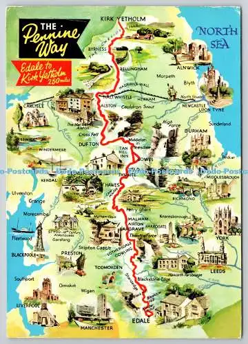D306400 Karte Der Pennine Way Edale nach Kirk Yetholm 250 Meilen E T W Dennis Scarbor