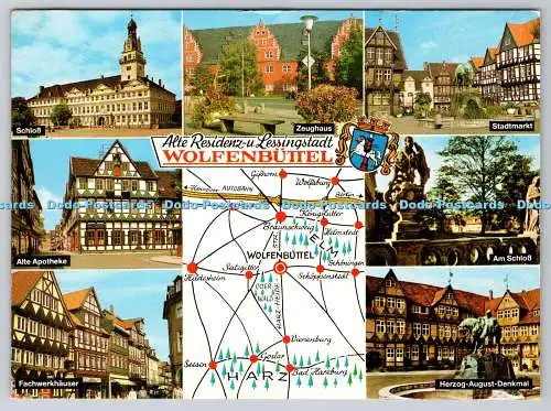 D309276 Landkarte Alte Residenz und Lessingstadt Wolfenbüttel Cramers Kunstanstalt Dor