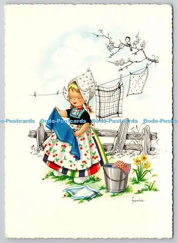 D306672 Zeichnung Mädchen Frankie Kruger Postkarte