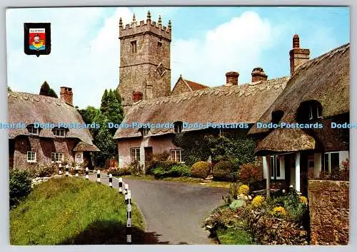 D309451 Isle of Wight Godshill Old Cottages and Church W J Nigh Shanklin I W WJN