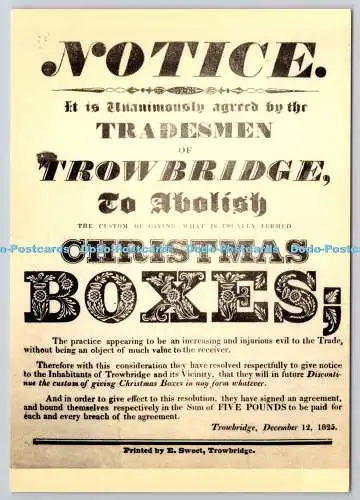 D306876 Hinweis 1825 Trow Bridge Weihnachtsboxen E Sweet Trowbridge Museum Knoblauch