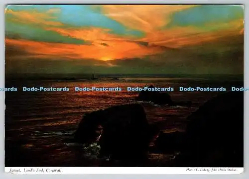 D303527 West Cornwall Lands End Sonnenuntergang E Ludwig John Hinde London 1964 Postkarte