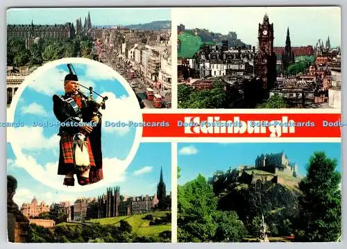 D303603 Edinburgh Princes Street Scottish Piper Calton Hill Old Town Castle Phot