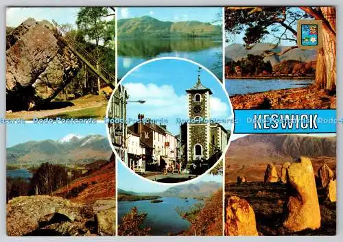 D303628 Keswick Bowder Stone Lake and Catbells Skiddaw Ashness Bridge Moot Hall