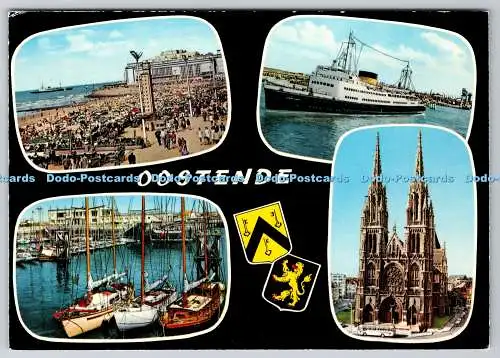 D301224 Gruß aus Oostende Blick auf die Kathedrale Schiff Blick auf den Hafen Krug