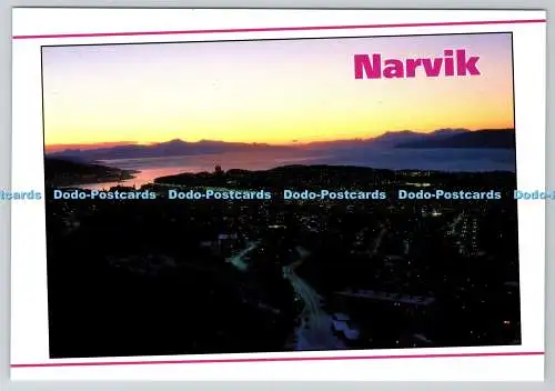 D301344 Narvik Blick auf die Stadt bei Nacht ZUM FOTO