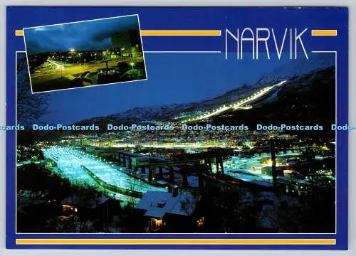 D301353 Narvik Blick auf die Stadt bei Nacht ZUM FOTO Multi View