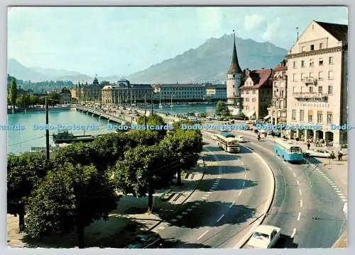 D301470 Luzern Seebrücke und Pilatus Exklusiv 1978