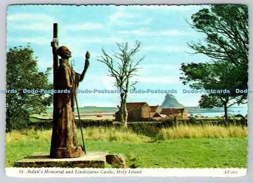 D310122 Holy Island St Aidan Memorial and Lindisfarne Castle Bamforth and Co Ltd