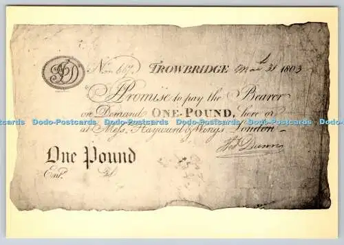 D304146 Trowbridge One Pound Note 1803 Garlick Collection Trowbridge Museum Wilt
