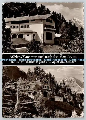 D307643 Haus Hitler vor und nach der Zerstörung Obersalzberg Berchtesgaden