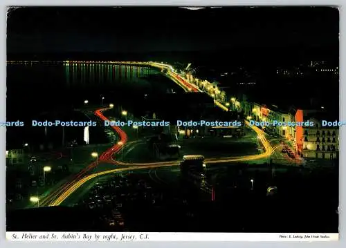 D310488 Trikot St Helier und St Aubin Bay bei Nacht John Hinde Ltd E Ludwig 1967