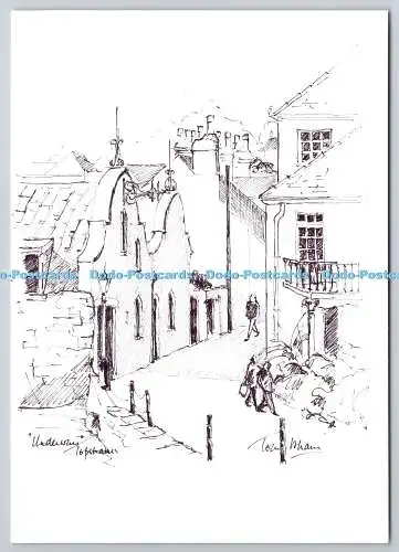D304519 Gezeichnete Gebäude aus einer original Tony Isham Postkarte