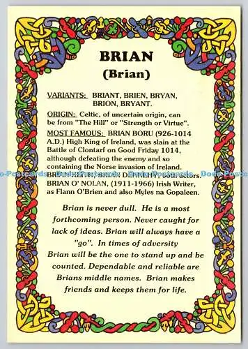 D304538 Brian Frame A Card Heraldry Names Manufactures Ballina Co Mayo Ireland 1