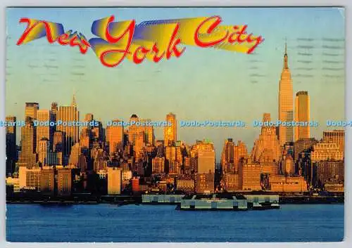 D301977 New York City glänzende Skyline der Westseite bei Sonnenuntergang The Hudson River Wate