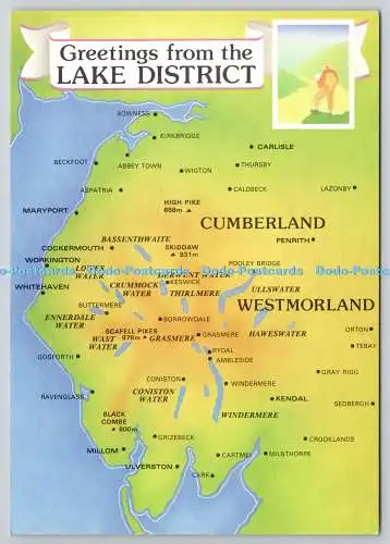 D307940 Karten Lake District Kunstwerk von Alan Rowe J Arthur Dixon Großbritannien