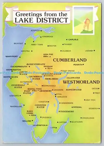 D307941 Karten Lake District Kunstwerk von Alan Rowe J Arthur Dixon Großbritannien