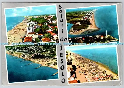 D301989 Saluti da Jesolo La Spiaggia Veduta Aerea Ardo Multi View 1964