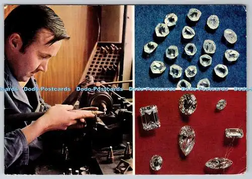 D308073 Diamantproduktion Schliffdiamanten ungeschliffene und perfekt geschliffene Edelsteindiamanten