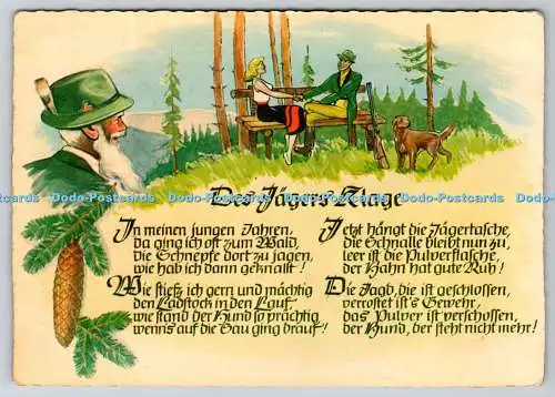 D308183 Des Jagers Klage Das Lied Songtext Allg 13 f PM Badnauheim 1960 Postc