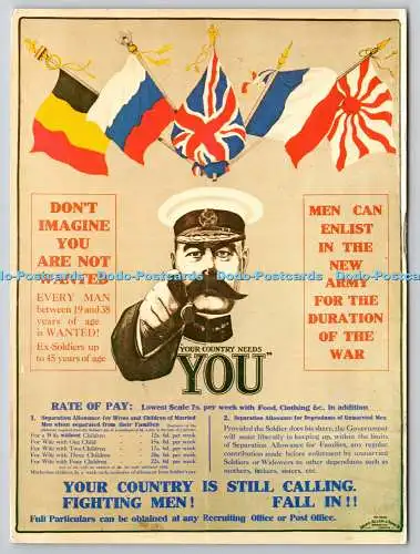 D304884 Kämpfende Männer fallen in Kitchener Rekrutierung Poster Imperial War Museum At