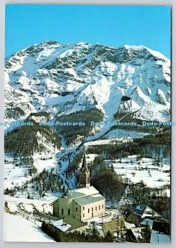 D304896 Orcieres L Eglise et le massif du Garabru C E E