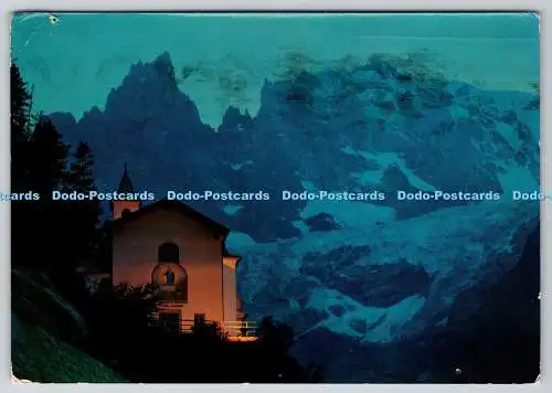 D310883 Courmayeur Notre Dame de la Guerison Le Mt Blanck et le glacier de la Br