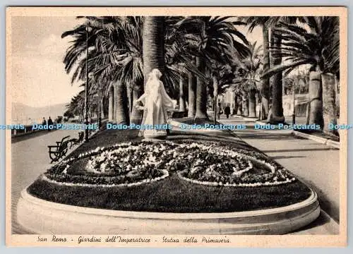 D302334 San Remo Giardini dell Imperatrice Statua Primavera Stab Grafico Cesare