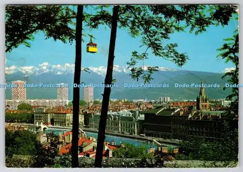 D302335 Grenoble Quais de l Isere Telepherique de la Bastille et chaine de Belle