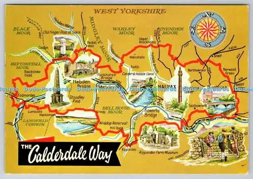 D308685 Karte The Calderdale Way E T W Dennis Scarborough Fotofarbe Postkarte