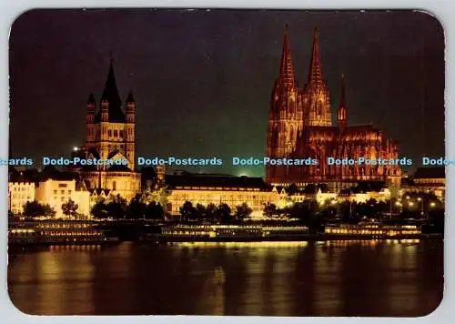 D302752 Köln am Rhein Rheinufer mit Dom und Groß St Martin Krüger