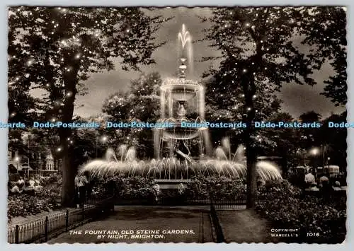 D302848 Brighton The Fountain Old Steine Gardens by Night Wardell RP