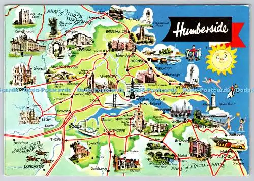 D308834 Karte Nordengland Humberside E T W Dennis Scarborough Photocolour Pos