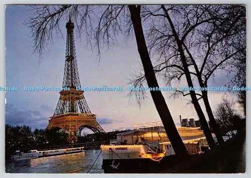 D311507 Paris bei Nacht Eiffelturm und Seine Abeille Cartes Lyna 1982