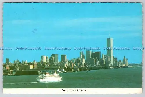 D302926 New York Hafen Manhattan Postkarte Co Plastichrome