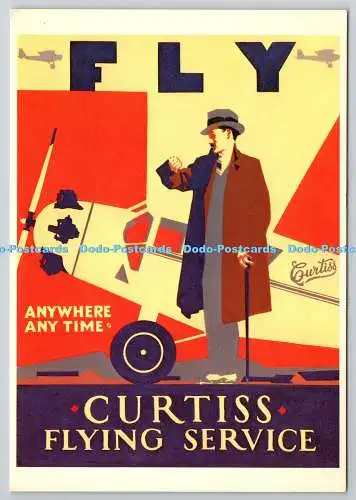 D306351 Curtiss Flying Service Anywhere Anytime Santoro Graphics London Vintage
