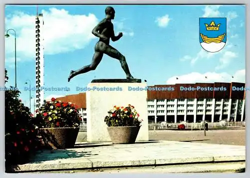 D312205 Finnland. Helsinki. Paovo Nurmi Statue und Olympiastadion. Kuultokuva