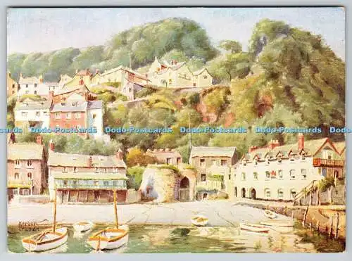 D312280 Clovelly vom Kai. E. A. Sweetman. Tunbridge Wells. Fac Sim Oil Col
