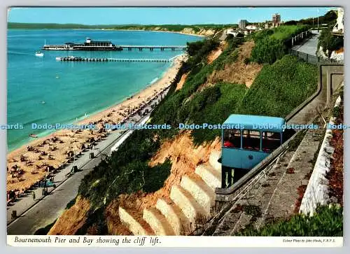 D314080 Bournemouth Pier und Bay mit Klippenlift. John Hinde. F. R. P. S. Lon