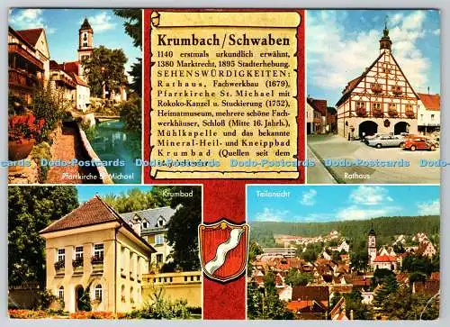 D313138 Krumbach. Schwaben. Bildverlag Arthur L. Traut. Chronikkarte. Multi View