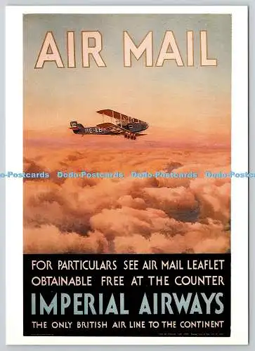D322296 Imperial Airways Plakat von 1925. Die einzige britische Fluggesellschaft auf dem Kontinent