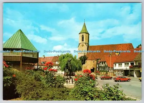 D317086 Weinstadt Beutelsbach. Marktplatz mit Rathausturm und Stiftskirche. Arth