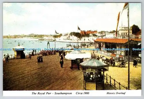 D317163 The Royal Pier. Southampton. Circa. History Overleaf. Eine Superkarte von Co