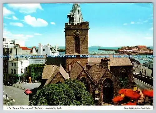 D314350 Kanalinseln. Guernsey. Stadtkirche und Hafen. E. Nagele. John Hind