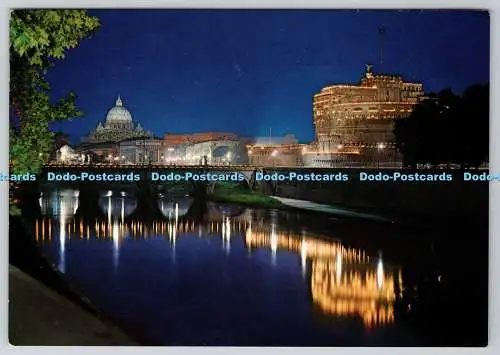 D313387 Roma. Brücke und Schloss Sant Angelo jeden Abend. Kodak Ektachrome. Plurigraf