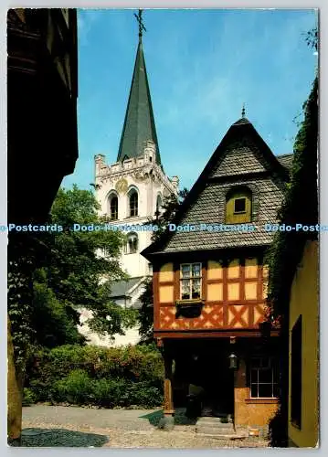 D322440 Bacharach am Rhein. Alte Post mit Blick in die Peterskirche. Kuns