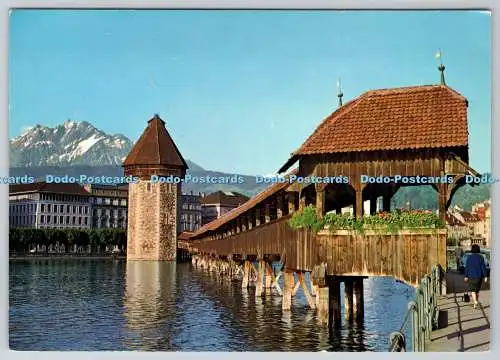 D314393 Luzern. Kapellbrücke mit Pilatus. Globetrotter. Karten und Dias. N. 0337