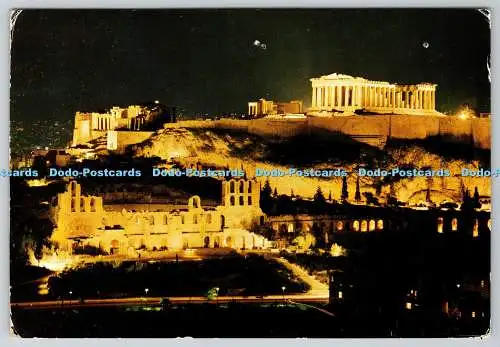 D313461 Athen. Akropolis bei Nacht. Postkarte