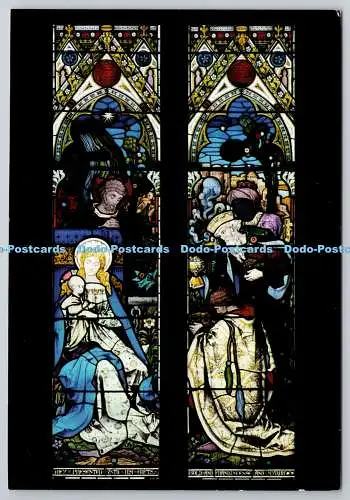 D322522 Tewkesbury Abbey. Glos. Die Anbetung der Heiligen Drei Könige im Terrett-Fenster.