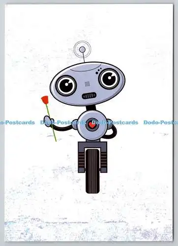 D322523 Zeichnung eines Roboters mit einer Rose. Happy Valentine s day. Bumerang Media.